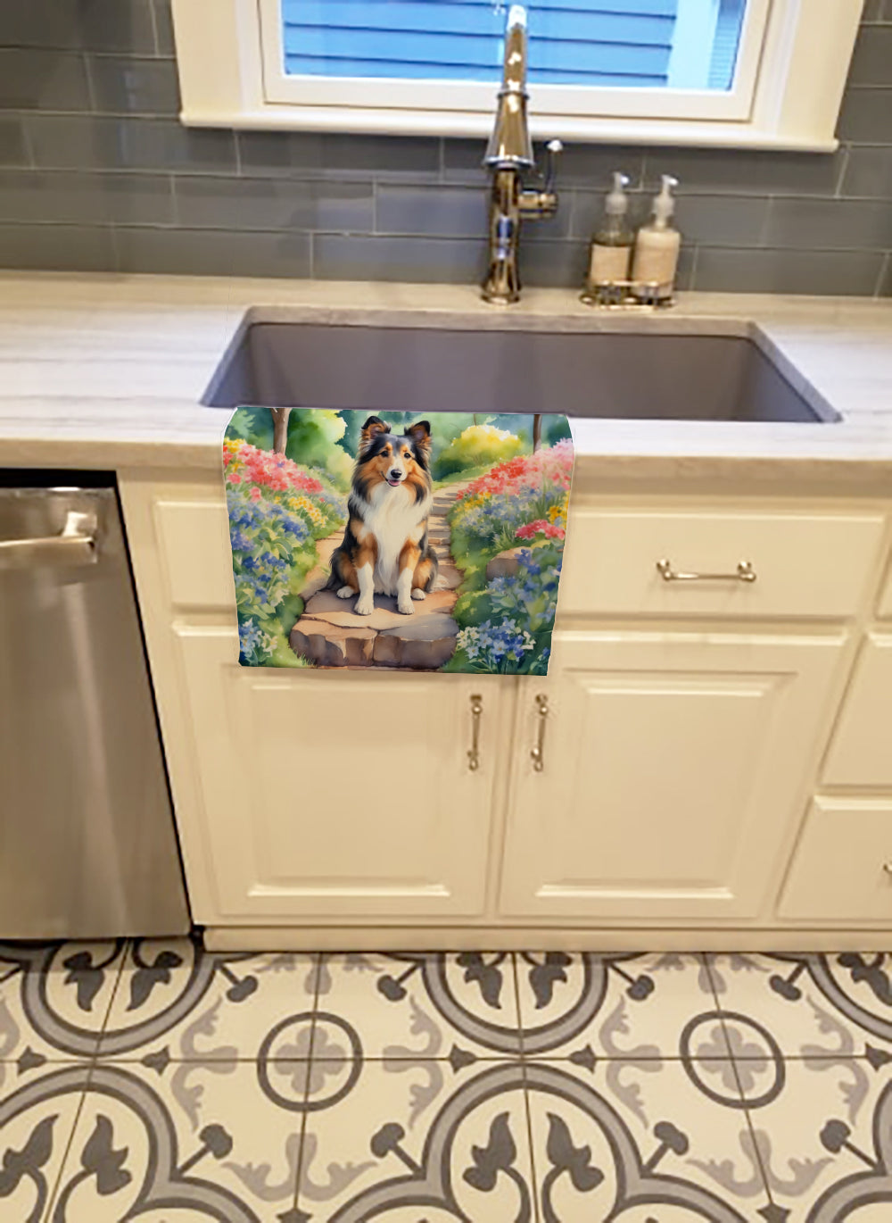 Sheltie Spring Path Kitchen Towel