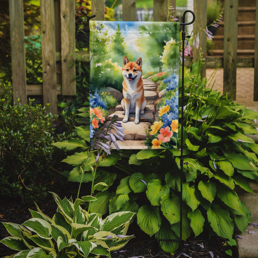 Shiba Inu Spring Path Garden Flag