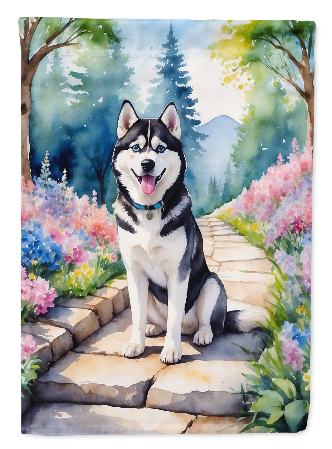 Buy this Siberian Husky Spring Path Garden Flag