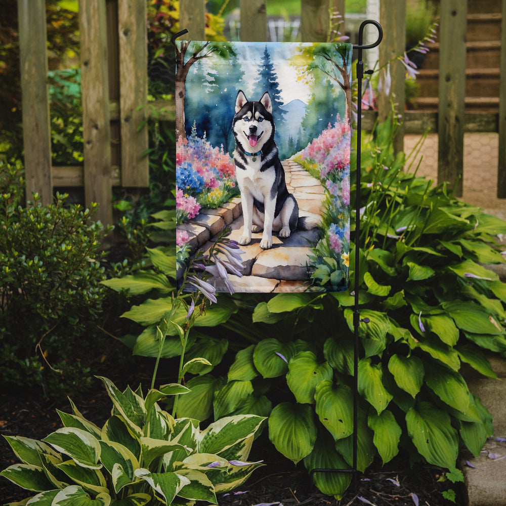 Siberian Husky Spring Path Garden Flag