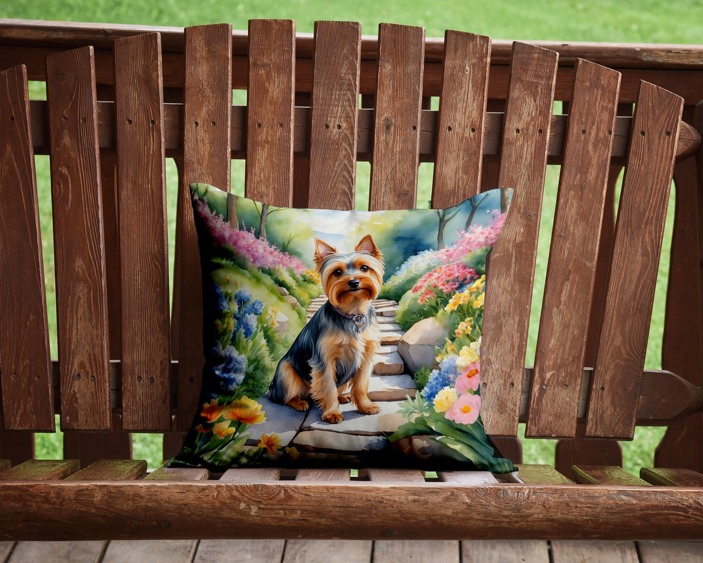 Silky Terrier Spring Path Throw Pillow