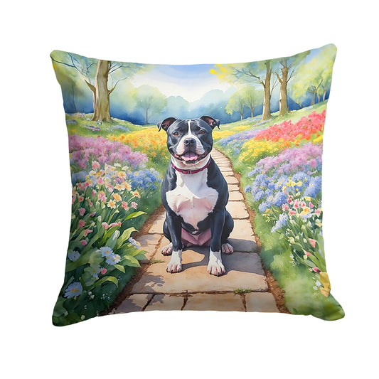 Buy this Staffordshire Bull Terrier Spring Path Throw Pillow