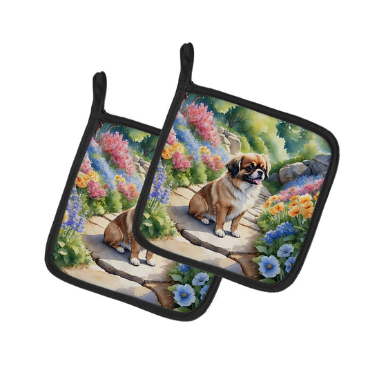 Buy this Tibetan Spaniel Spring Path Pair of Pot Holders