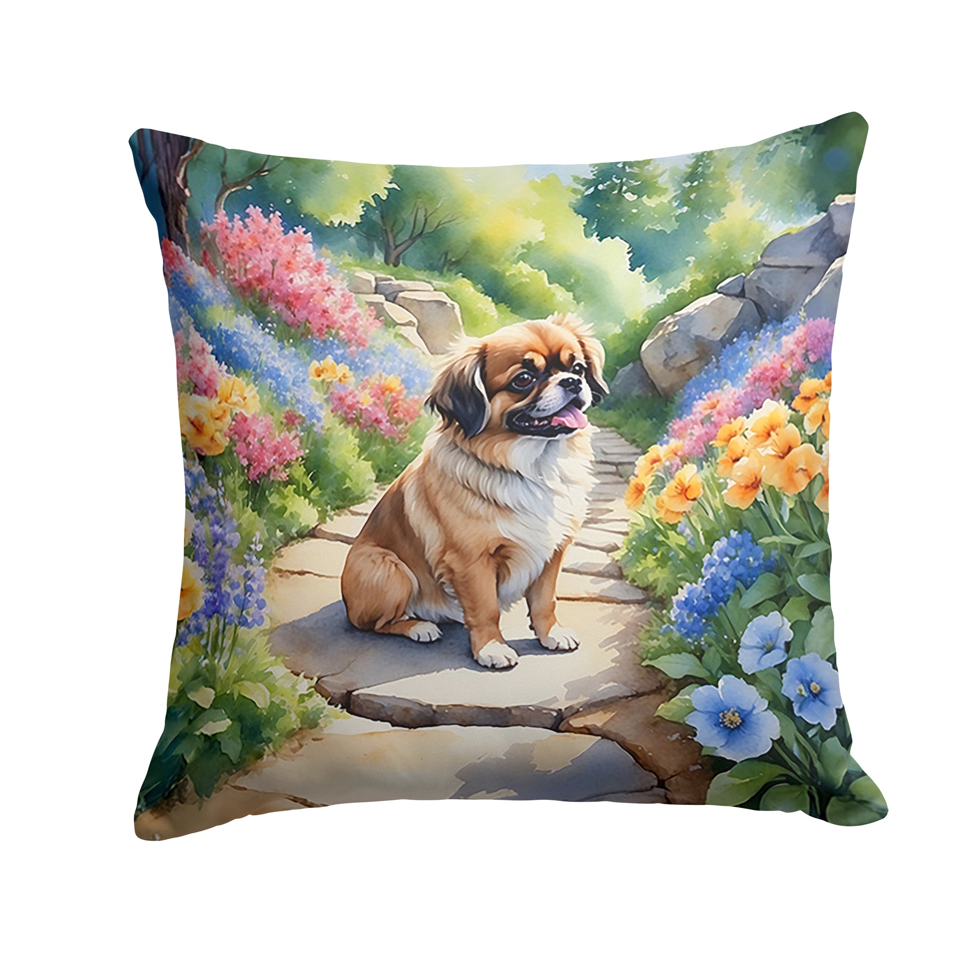 Buy this Tibetan Spaniel Spring Path Throw Pillow