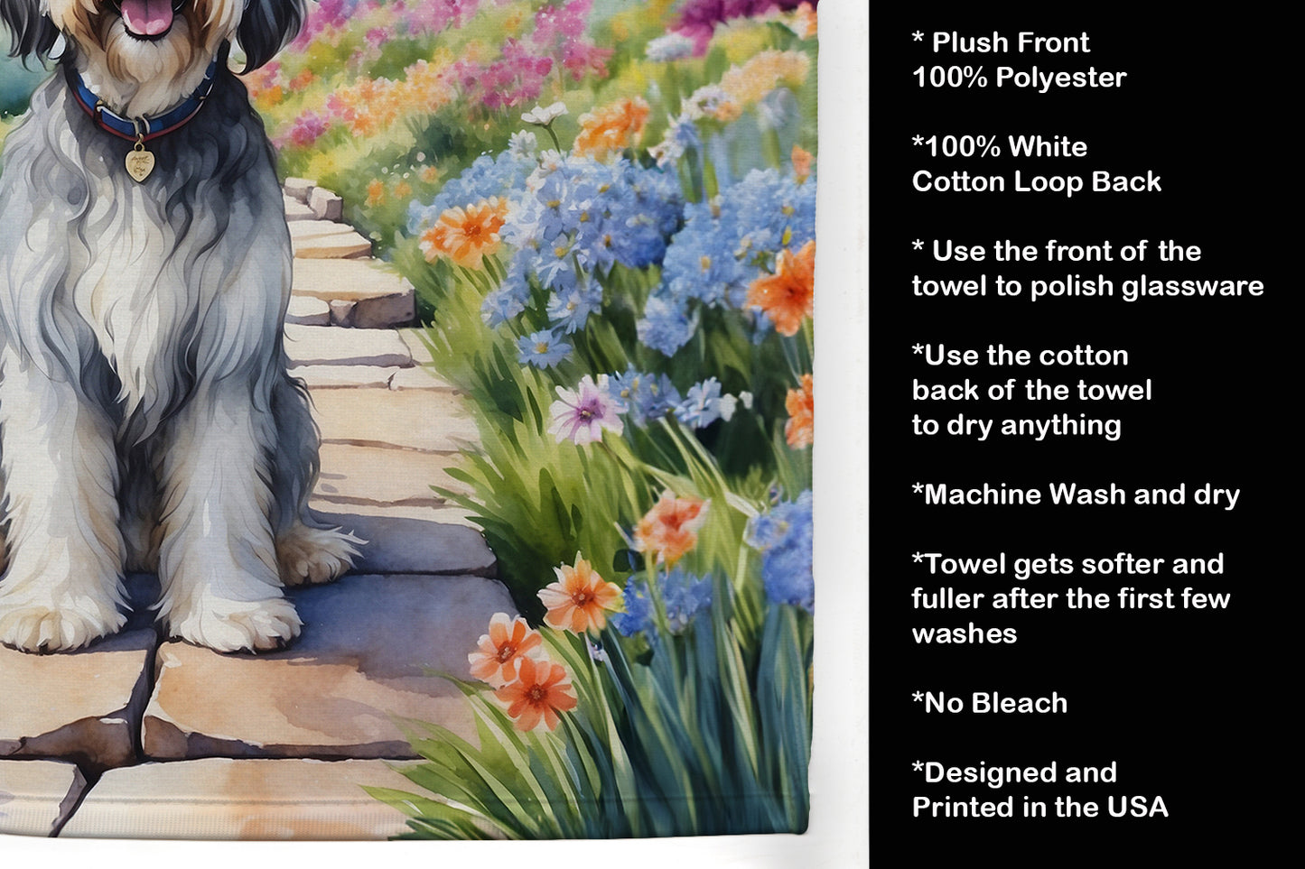 Tibetan Terrier Spring Path Kitchen Towel