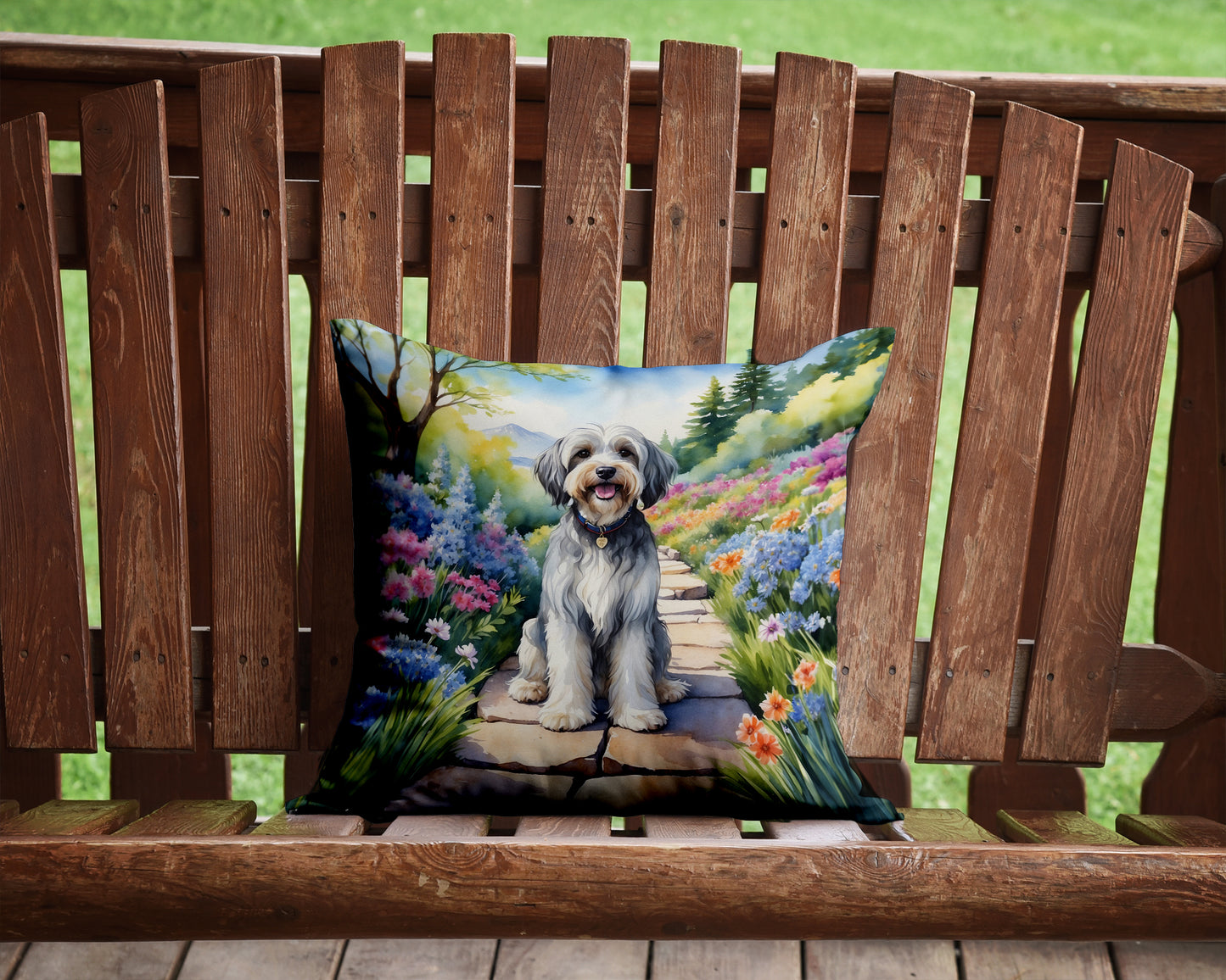 Tibetan Terrier Spring Path Throw Pillow