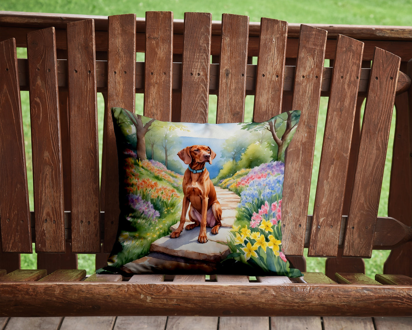 Vizsla Spring Path Throw Pillow