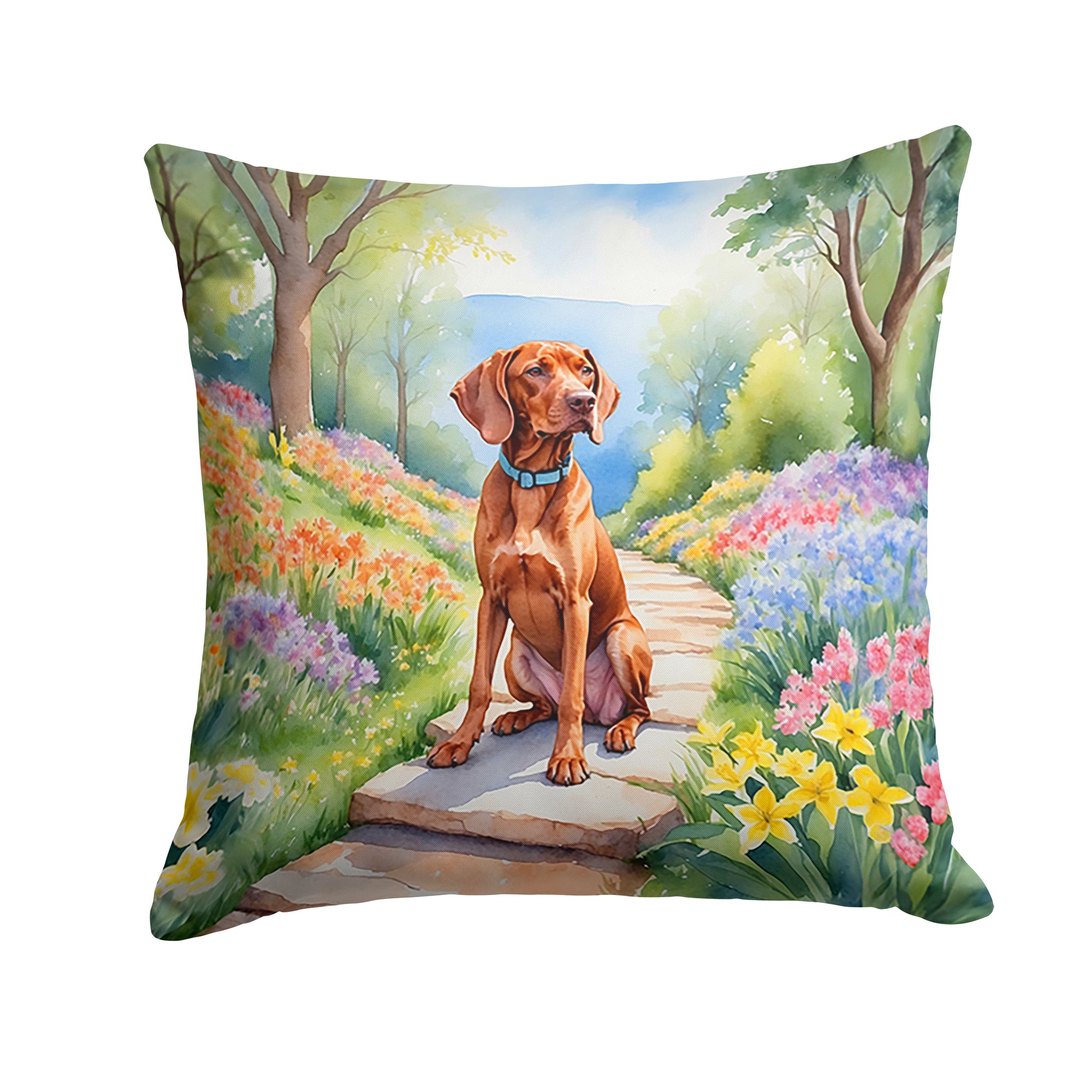 Buy this Vizsla Spring Path Throw Pillow