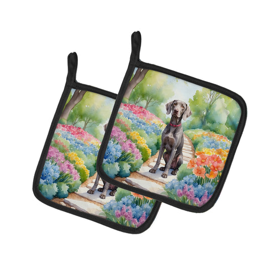 Buy this Weimaraner Spring Path Pair of Pot Holders