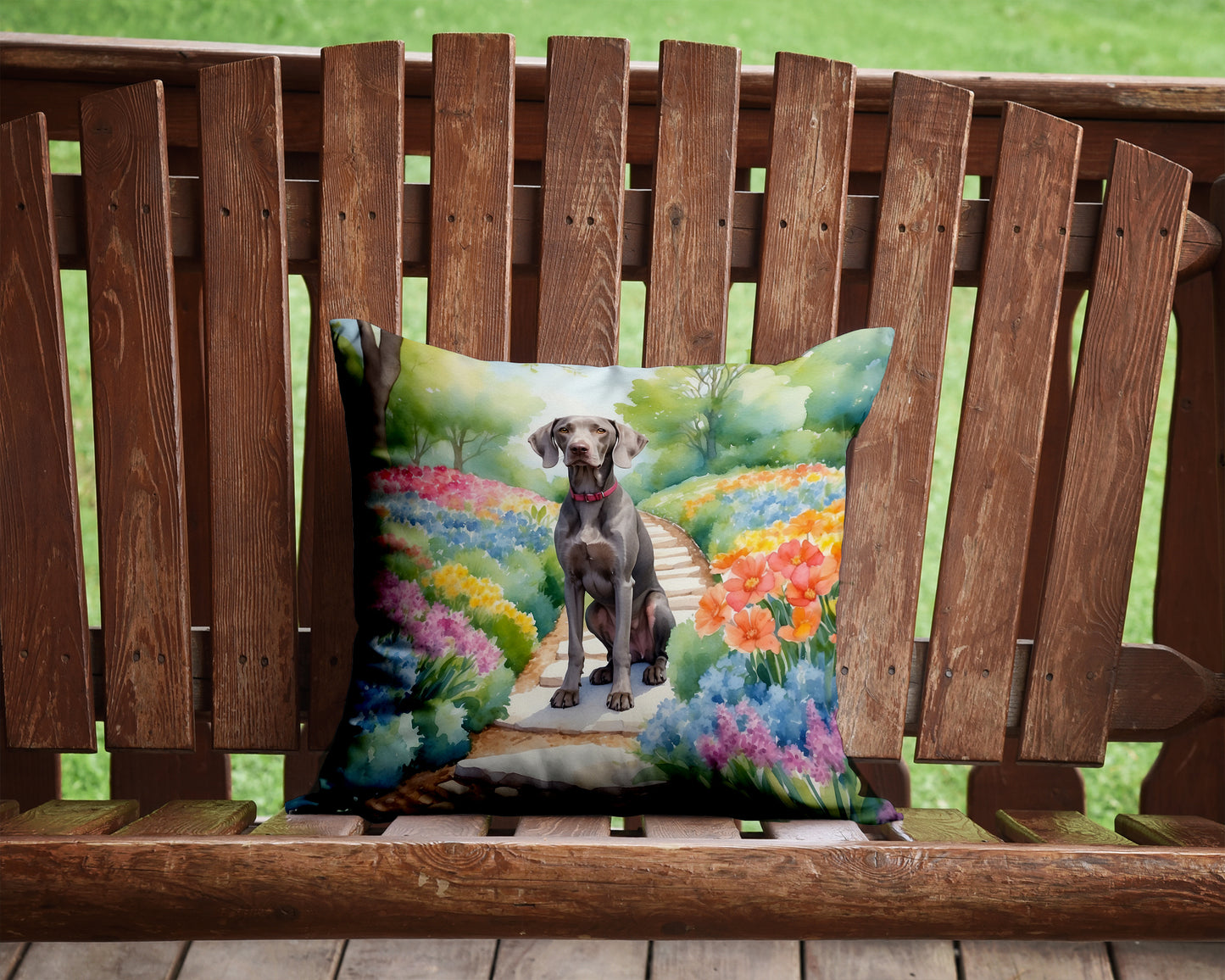 Weimaraner Spring Path Throw Pillow