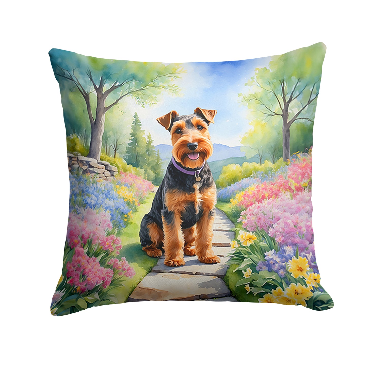 Buy this Welsh Terrier Spring Path Throw Pillow