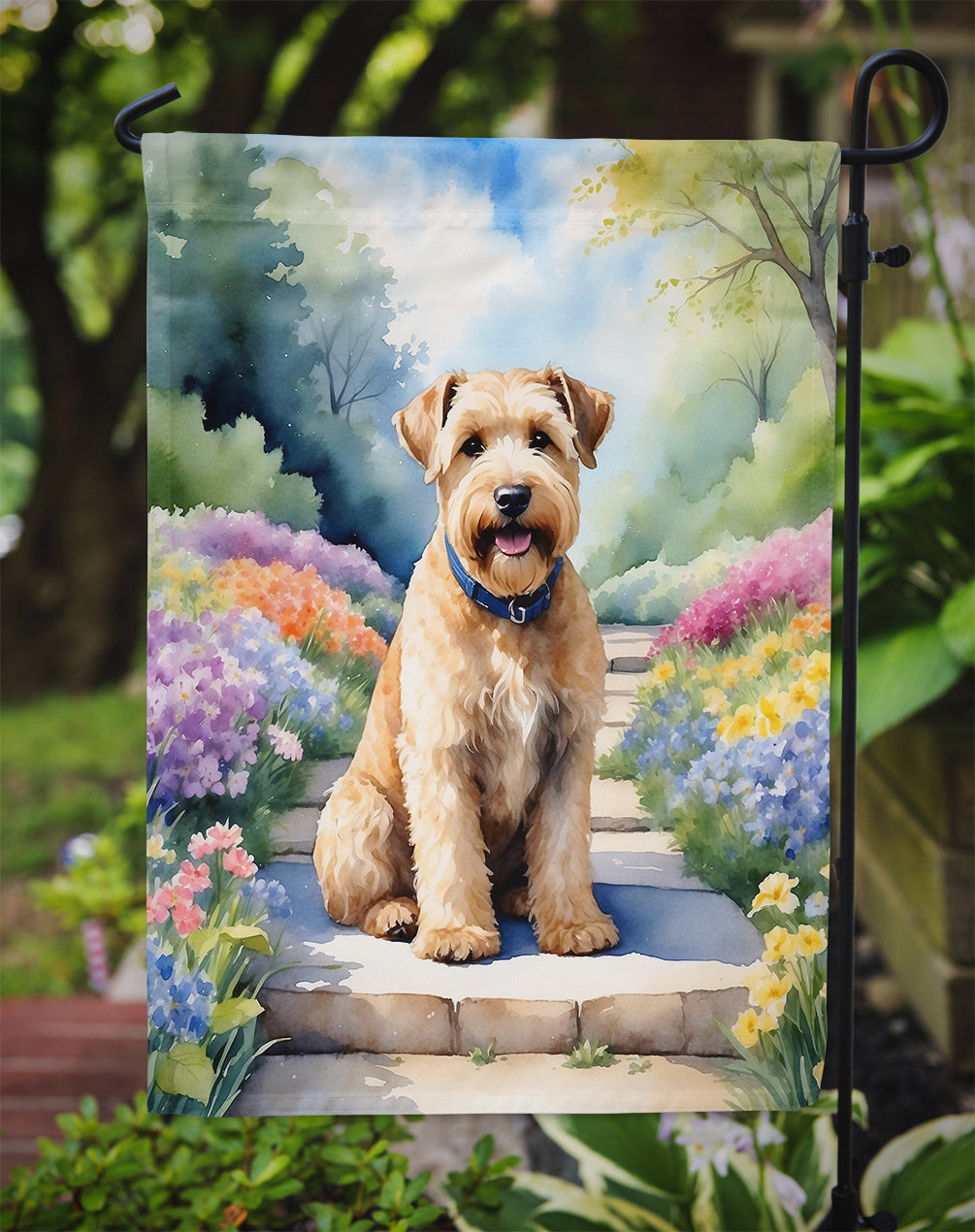 Wheaten Terrier Spring Path Garden Flag