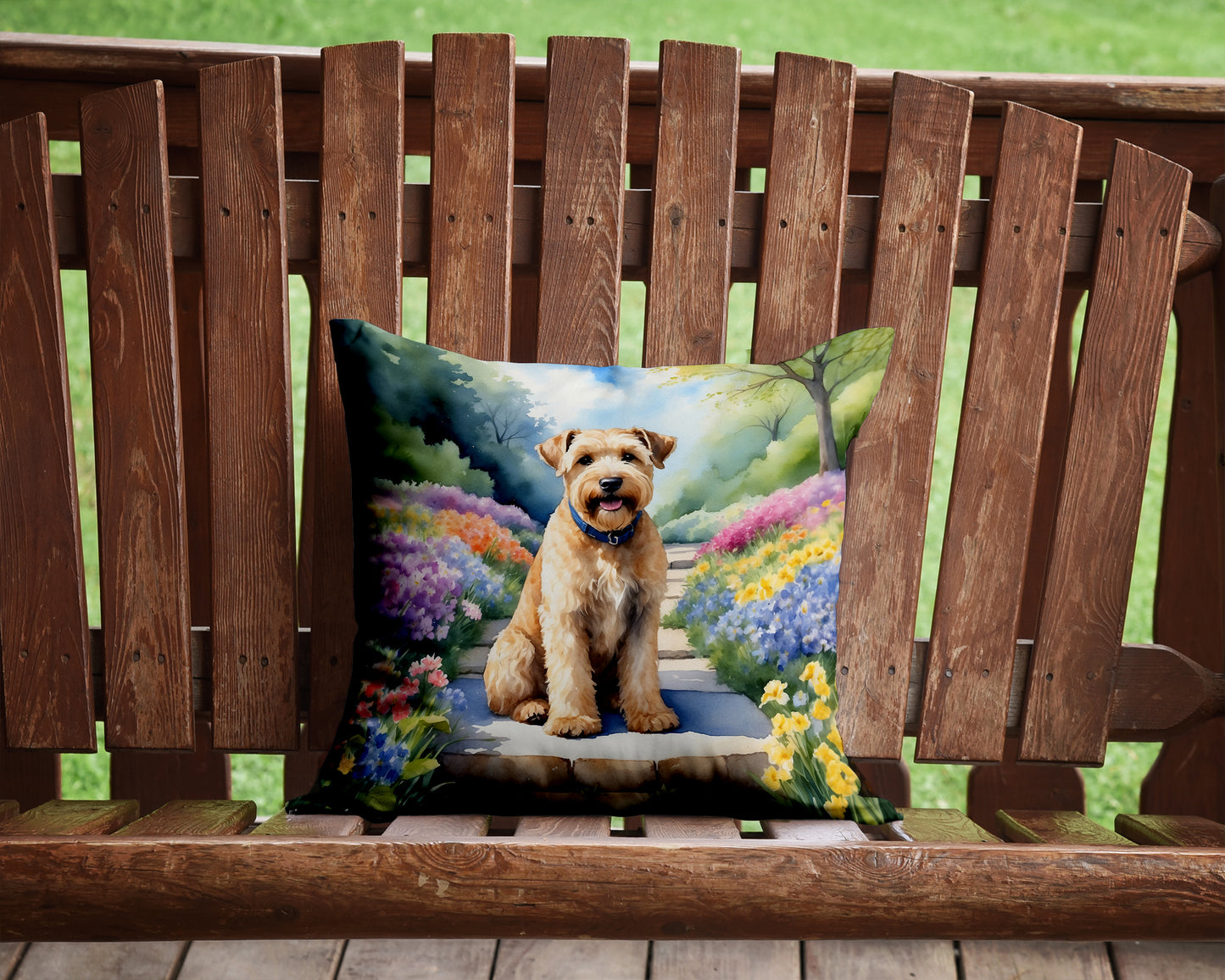 Wheaten Terrier Spring Path Throw Pillow