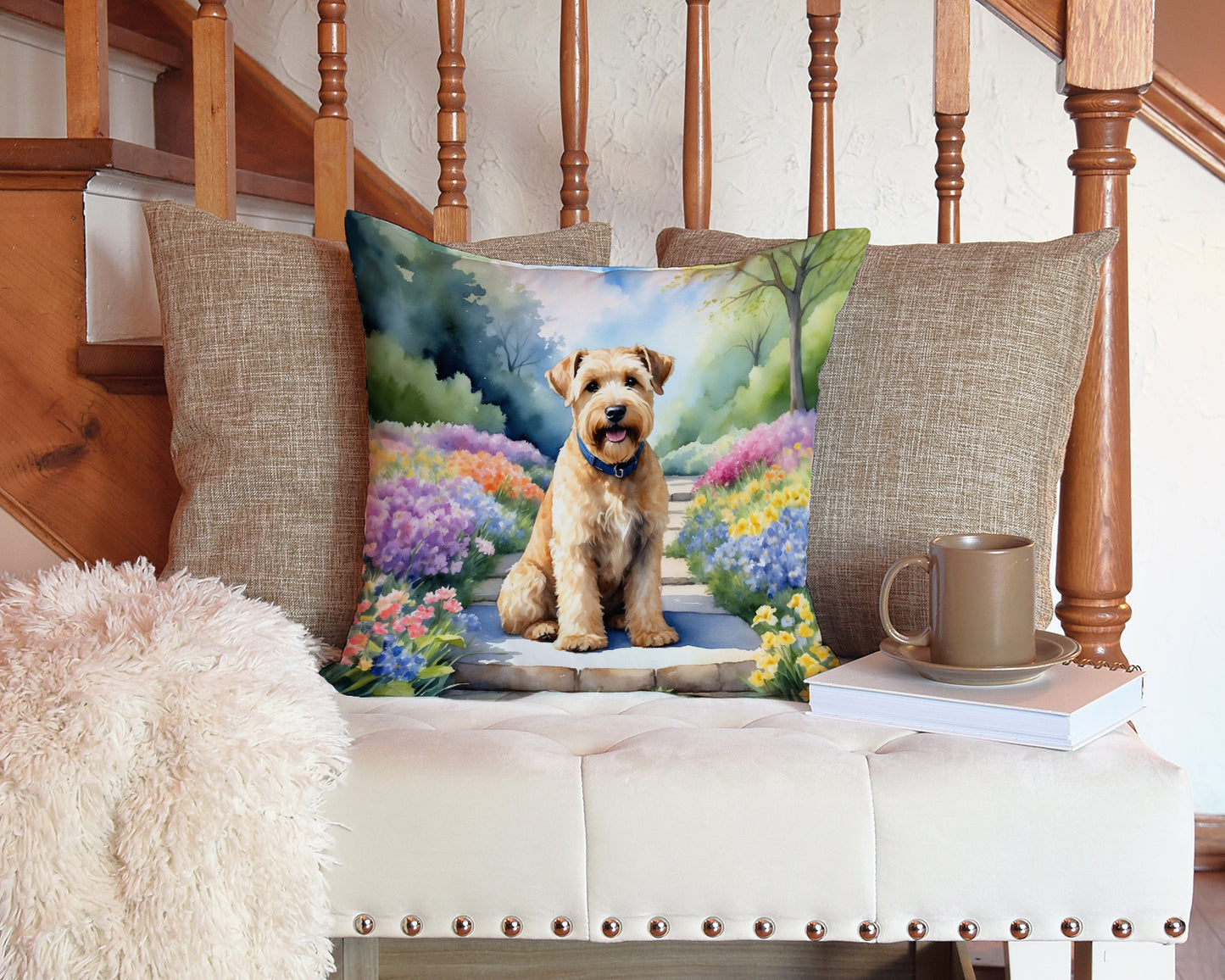 Wheaten Terrier Spring Path Throw Pillow