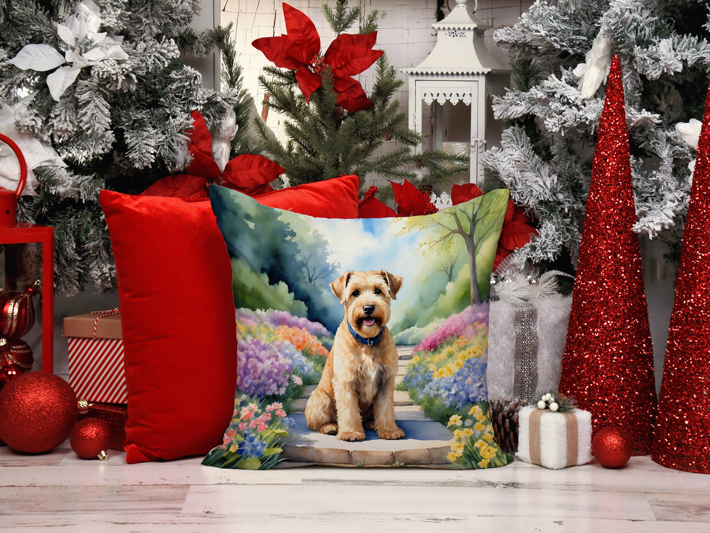 Wheaten Terrier Spring Path Throw Pillow