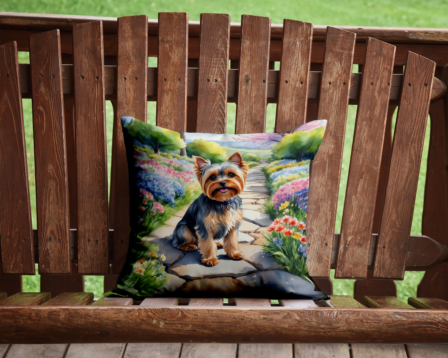 Yorkshire Terrier Spring Path Throw Pillow