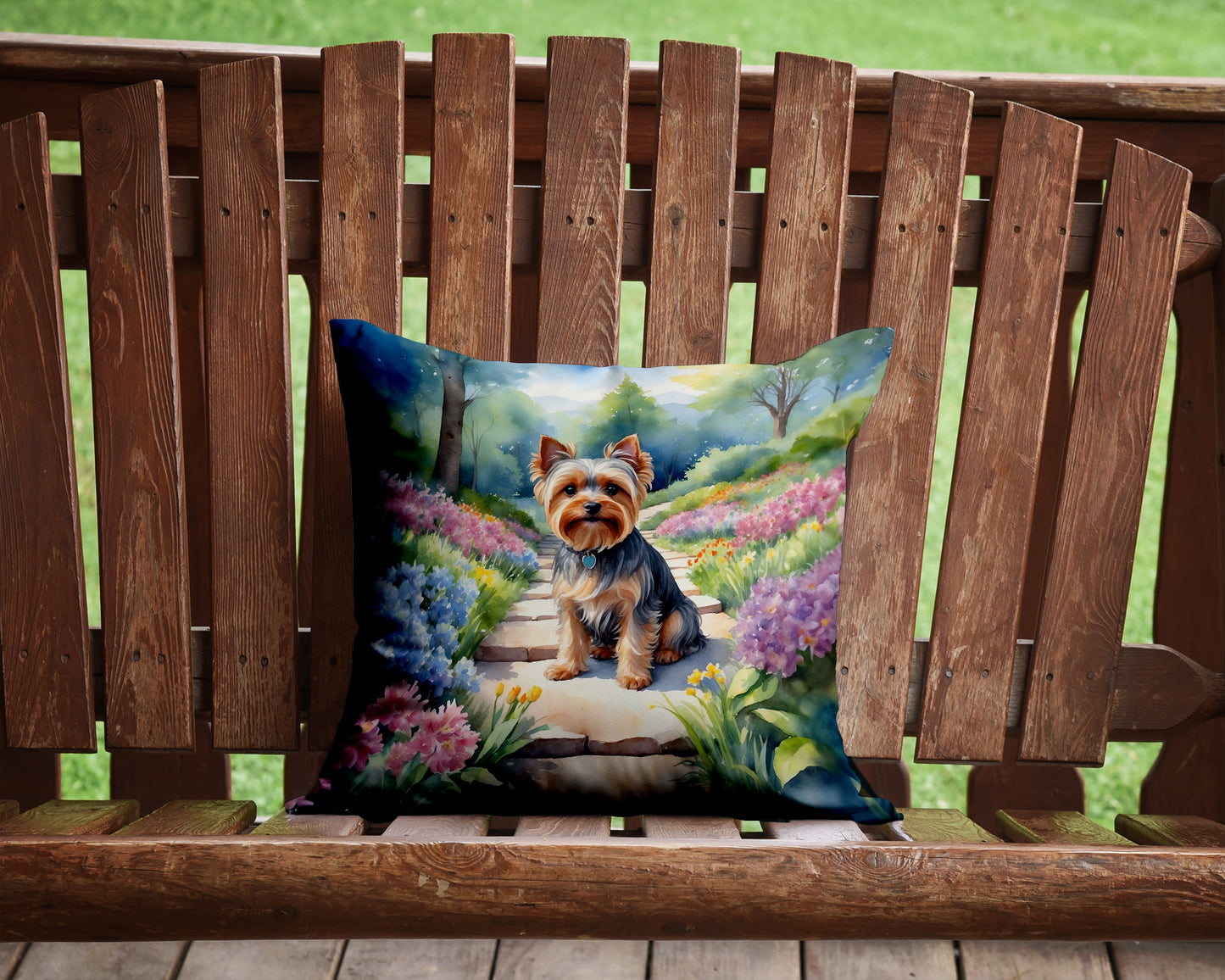 Yorkshire Terrier Spring Path Throw Pillow