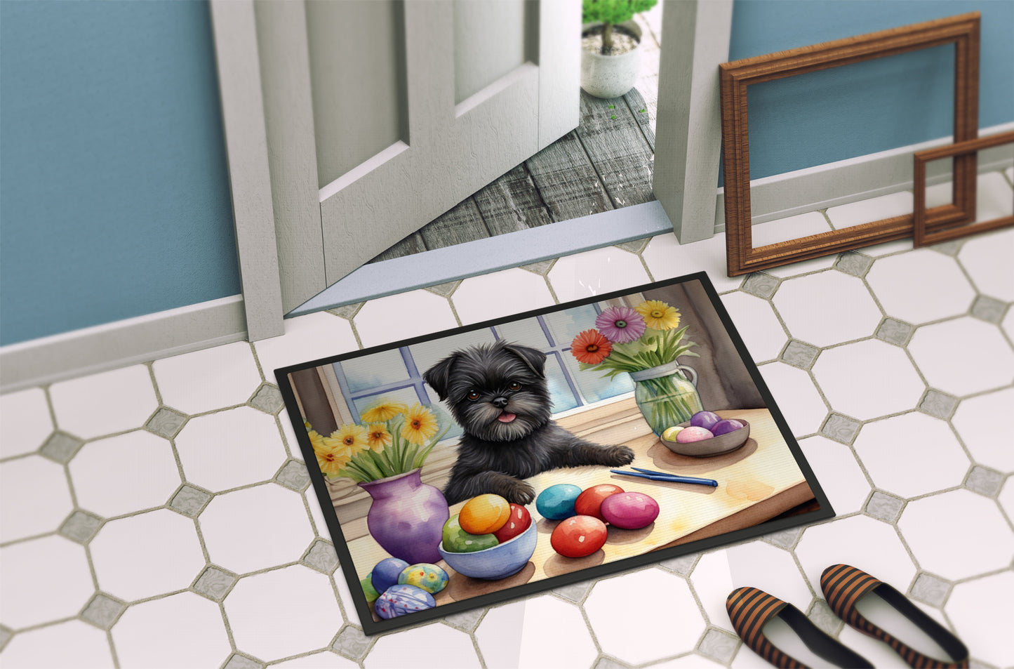 Decorating Easter Affenpinscher Doormat