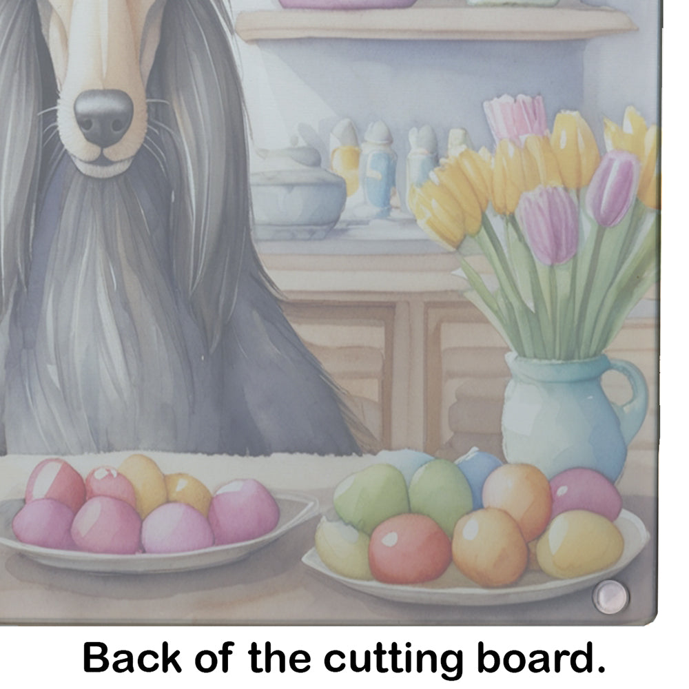 Decorating Easter Afghan Hound Glass Cutting Board