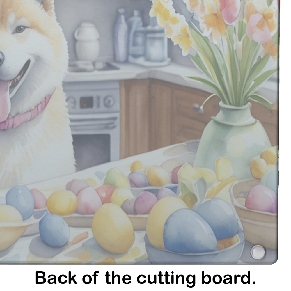 Decorating Easter Akita Glass Cutting Board