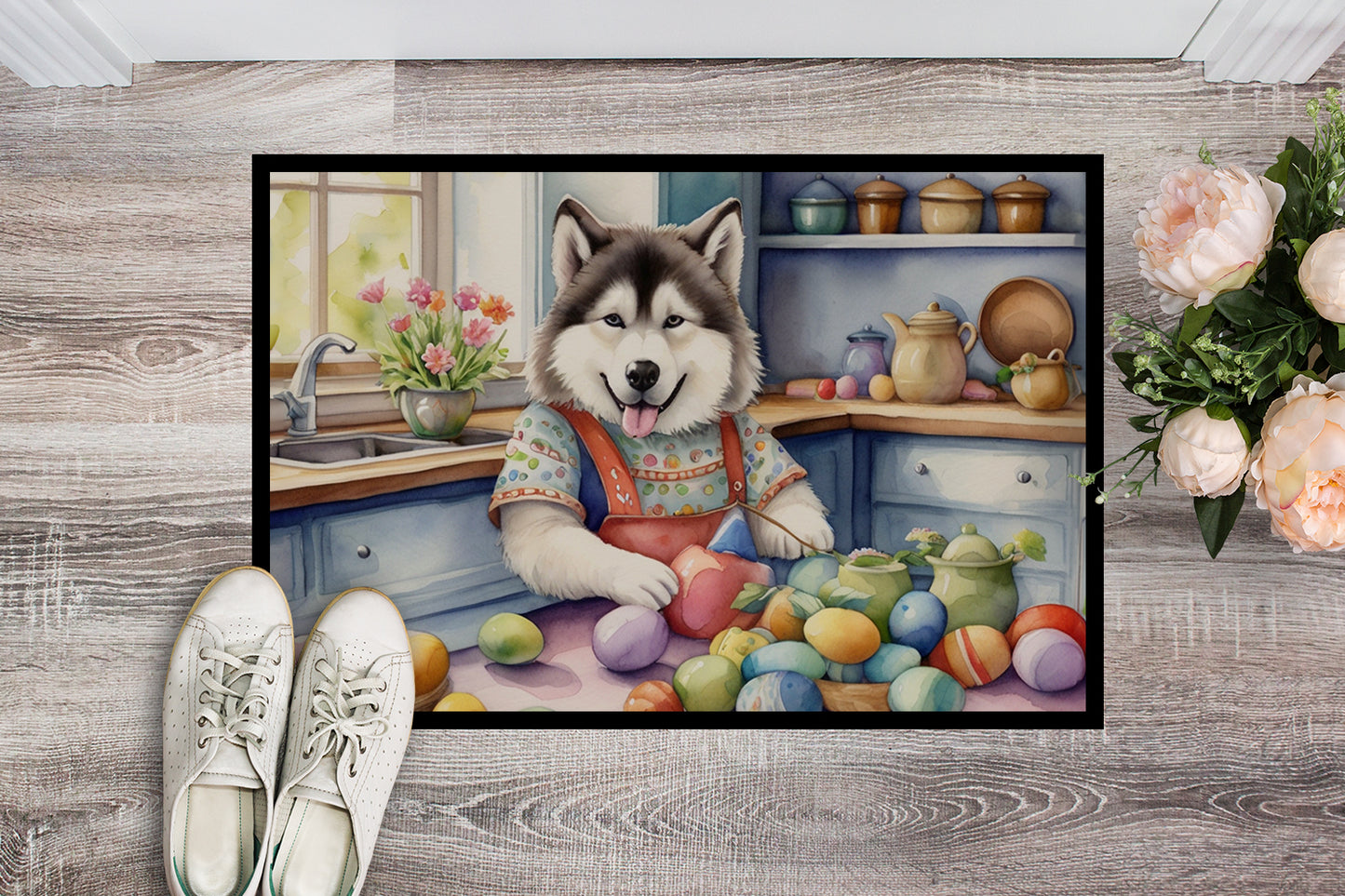 Decorating Easter Alaskan Malamute Doormat