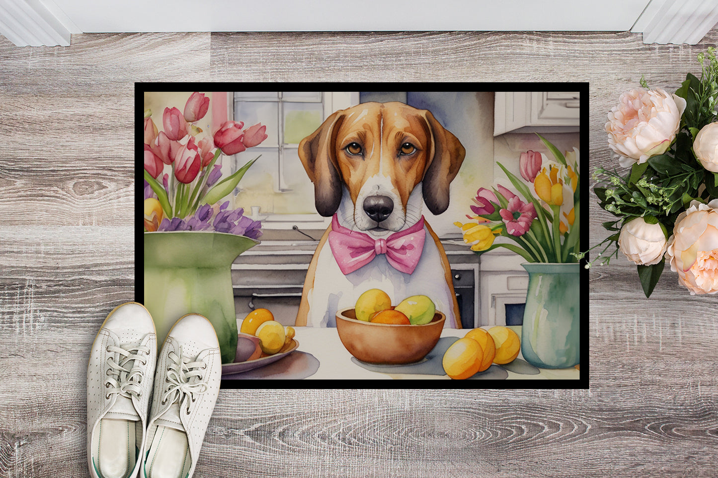 Decorating Easter American Foxhound Doormat