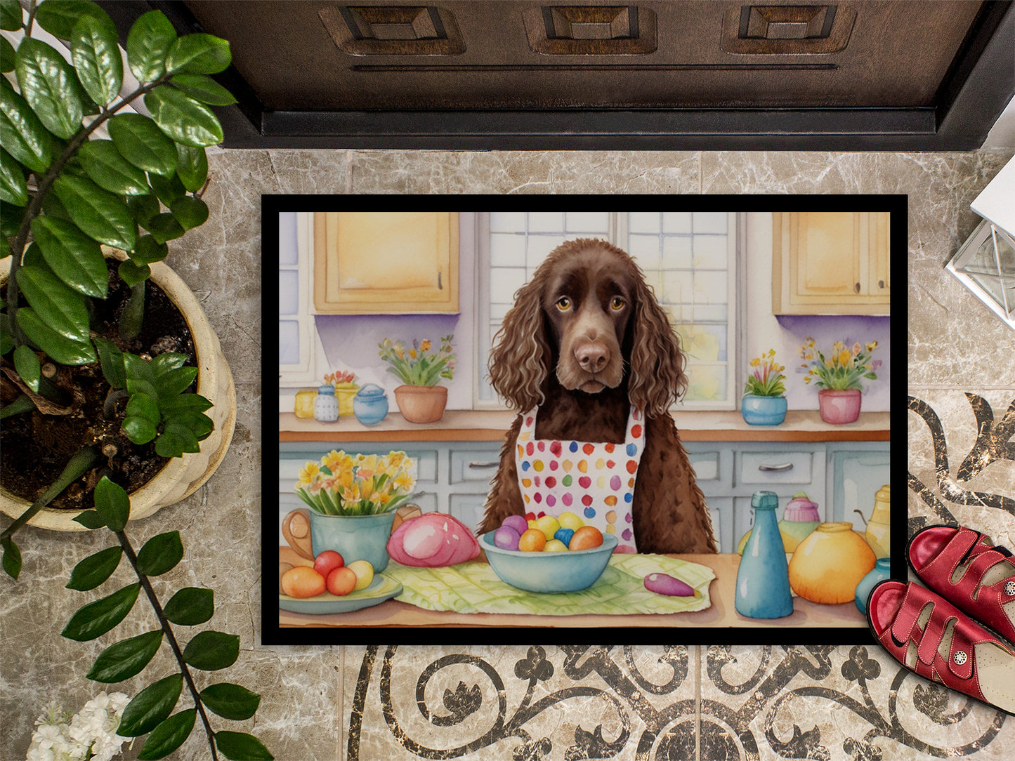 Decorating Easter American Water Spaniel Doormat