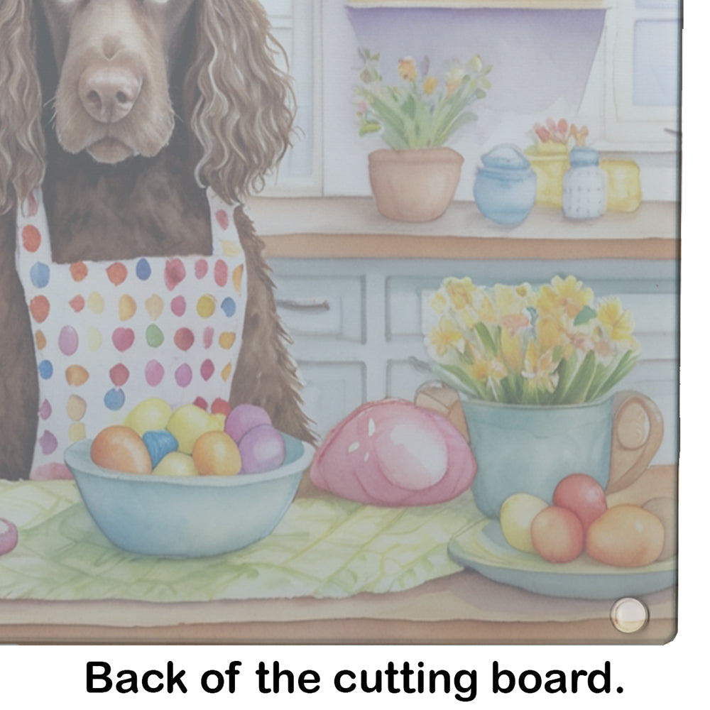 Decorating Easter American Water Spaniel Glass Cutting Board