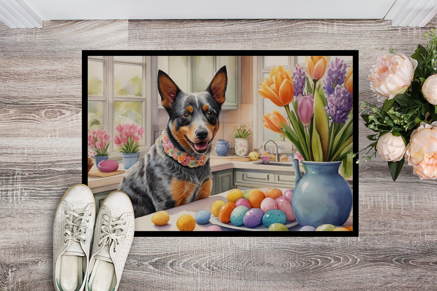 Decorating Easter Australian Cattle Dog Doormat