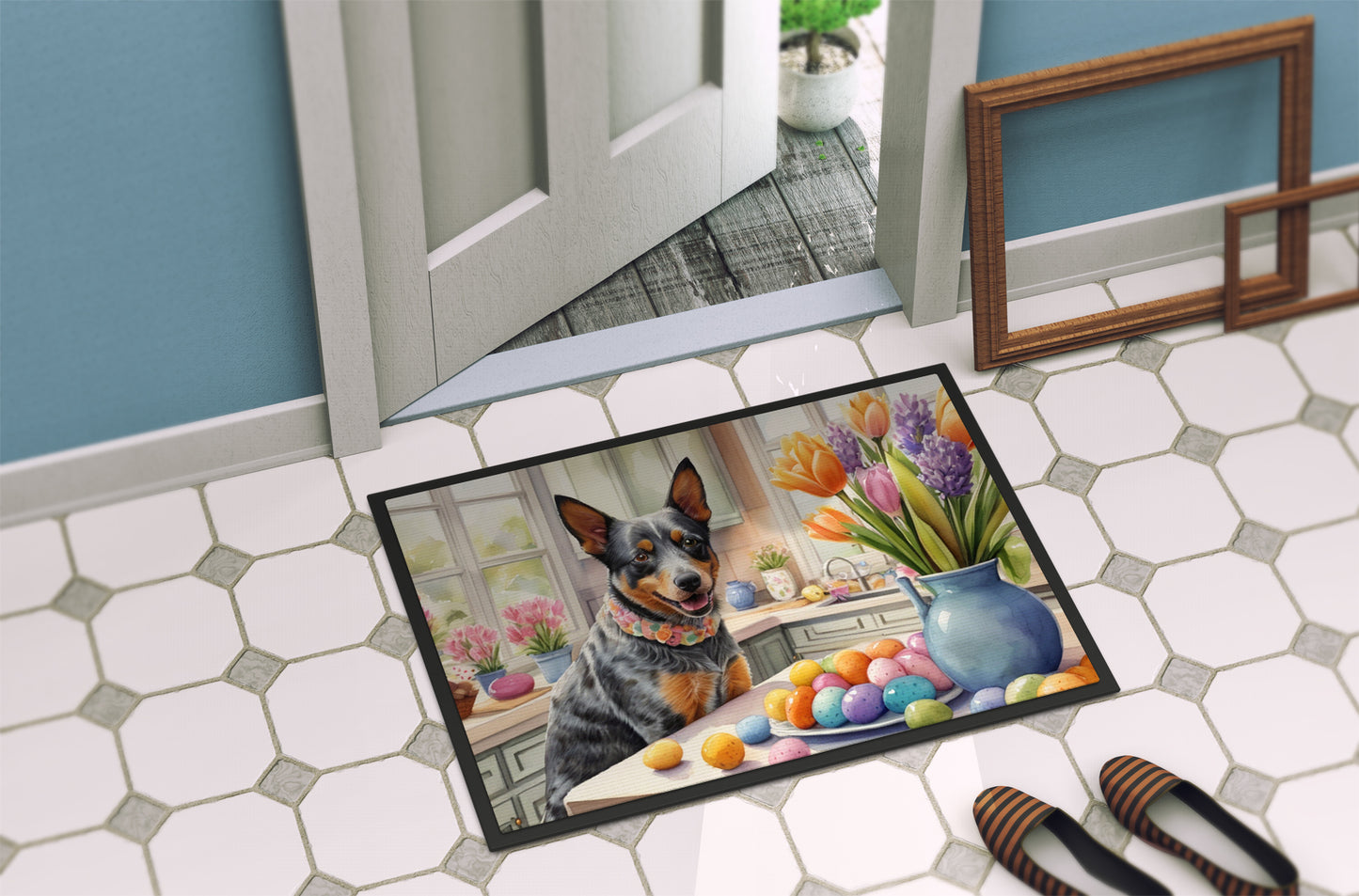 Decorating Easter Australian Cattle Dog Doormat