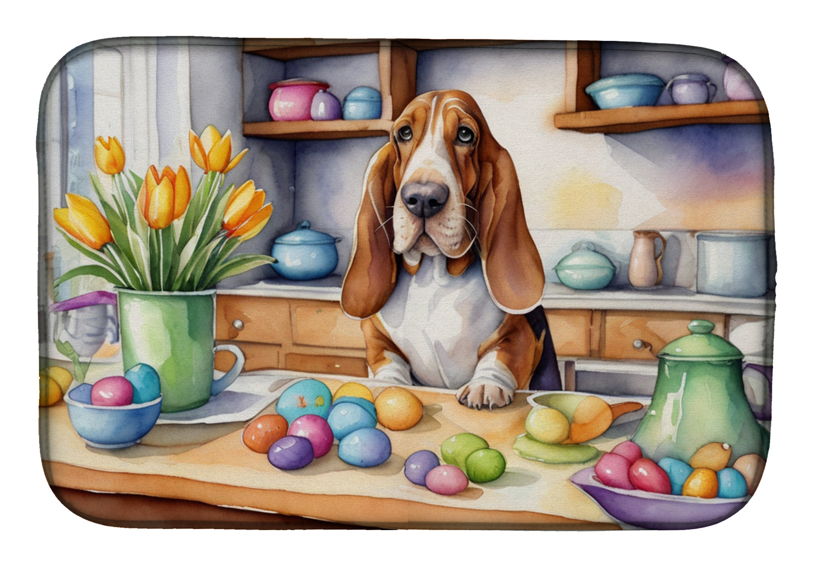 Buy this Decorating Easter Basset Hound Dish Drying Mat