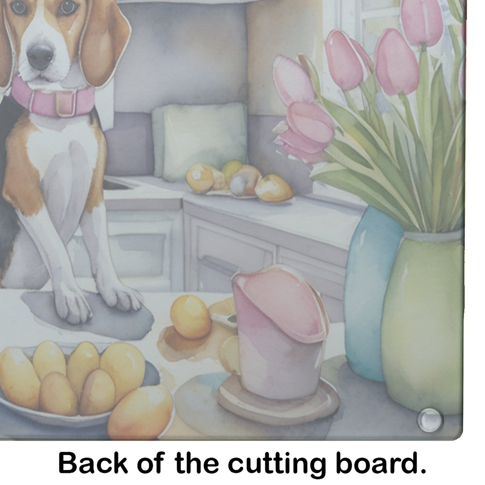 Decorating Easter Beagle Glass Cutting Board