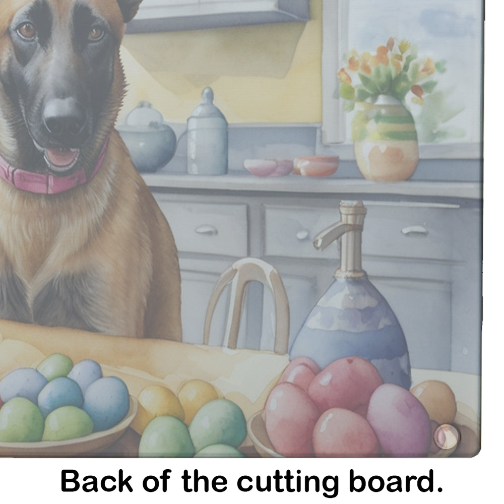 Decorating Easter Belgian Malinois Glass Cutting Board