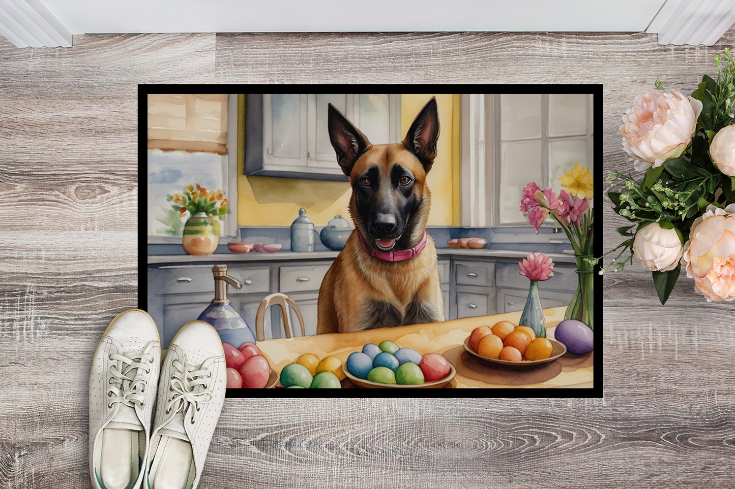 Decorating Easter Belgian Malinois Doormat