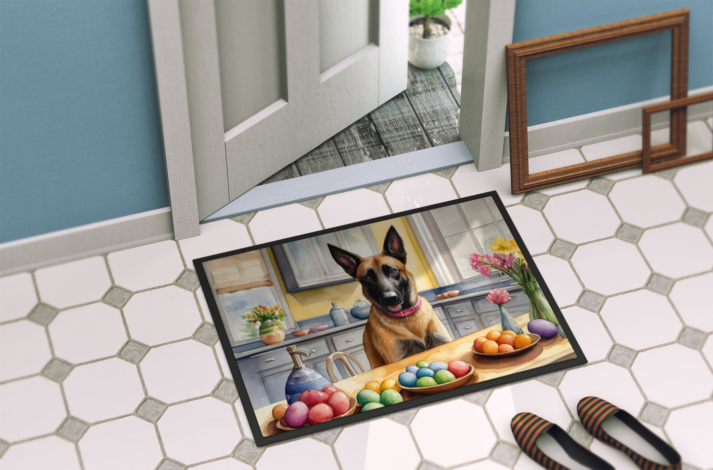 Decorating Easter Belgian Malinois Doormat