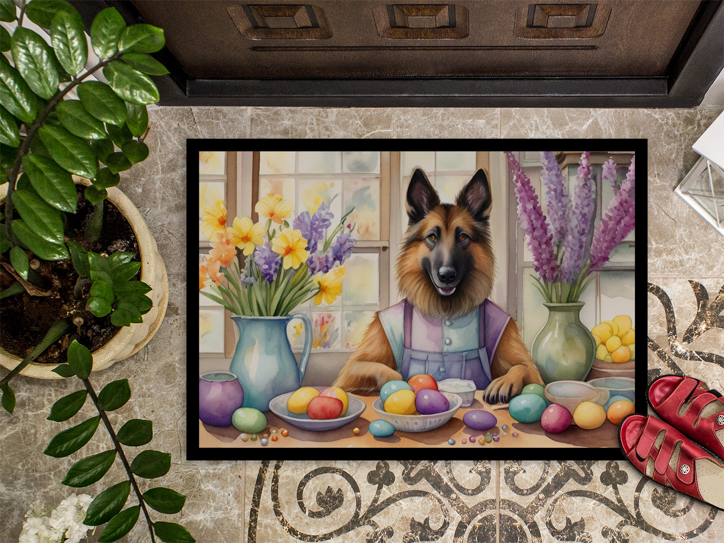 Decorating Easter Belgian Tervuren Doormat