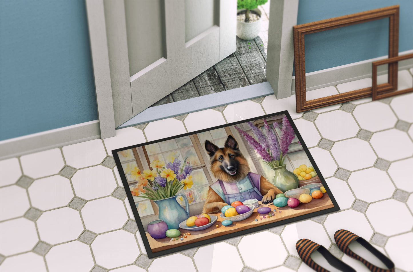 Decorating Easter Belgian Tervuren Doormat