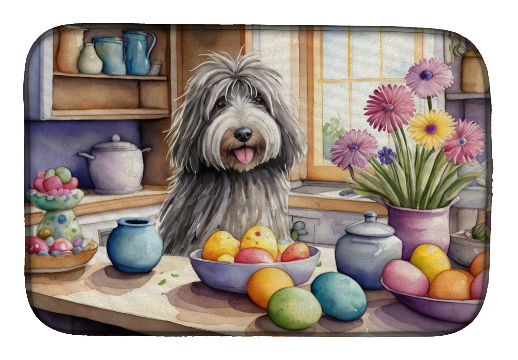 Buy this Decorating Easter Bergamasco Sheepdog Dish Drying Mat