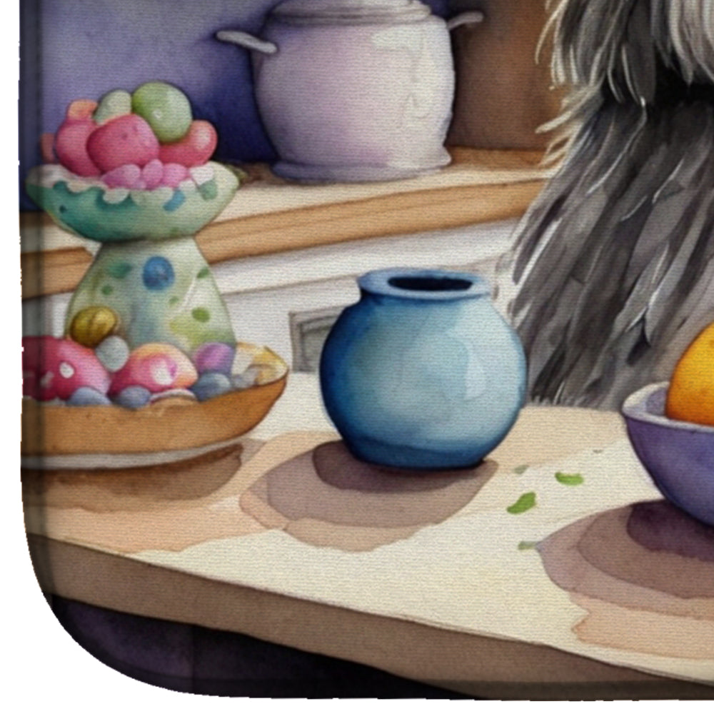 Decorating Easter Bergamasco Sheepdog Dish Drying Mat