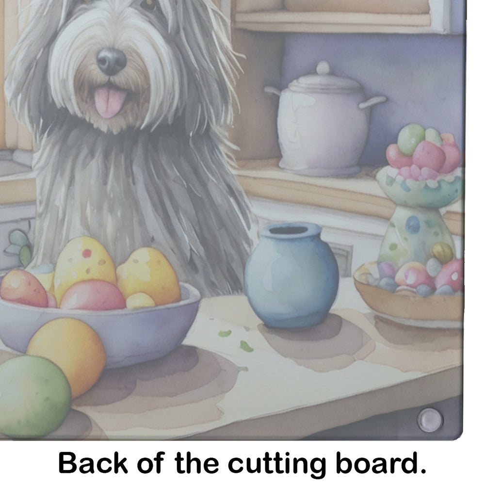 Decorating Easter Bergamasco Sheepdog Glass Cutting Board