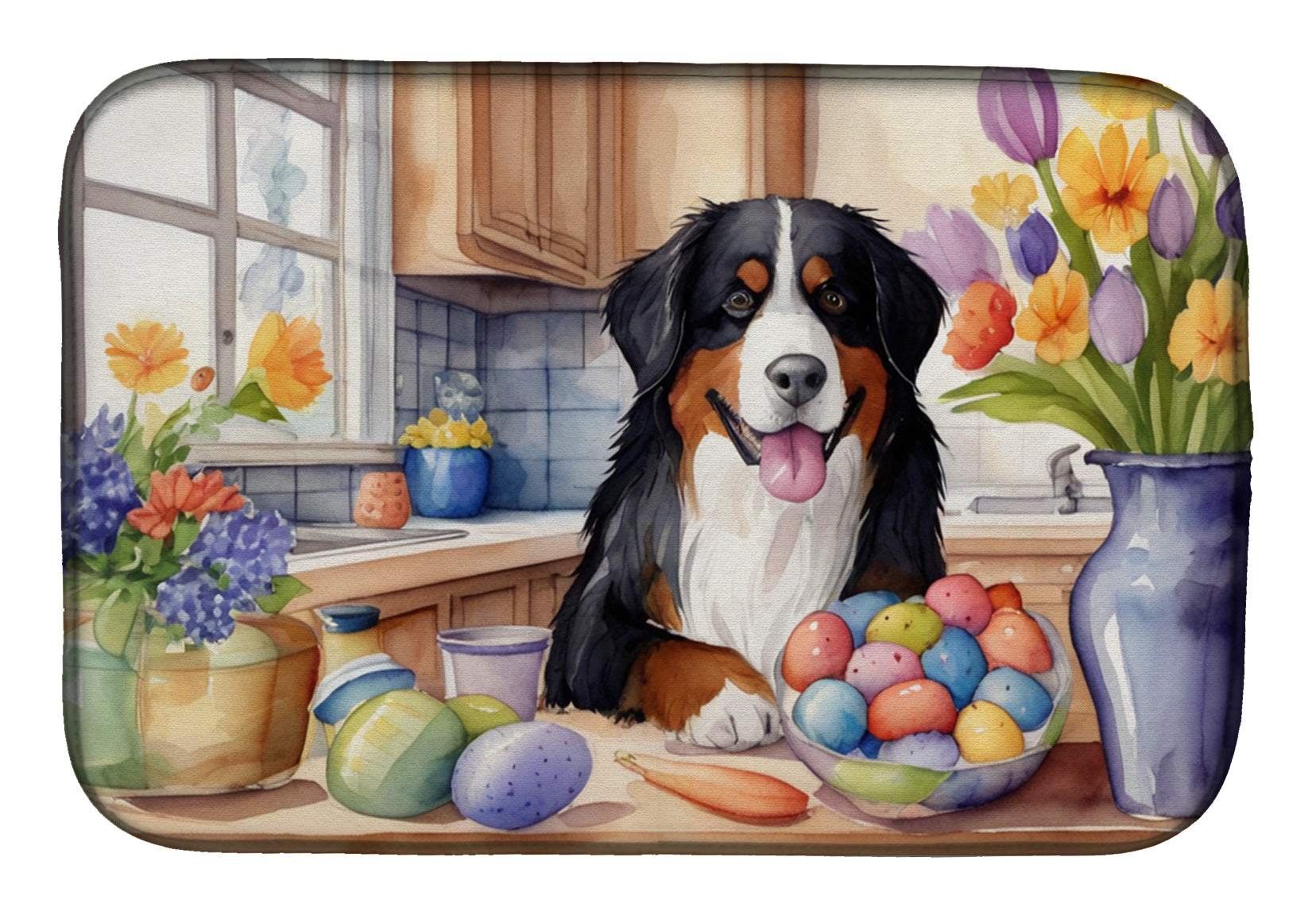 Buy this Decorating Easter Bernese Mountain Dog Dish Drying Mat