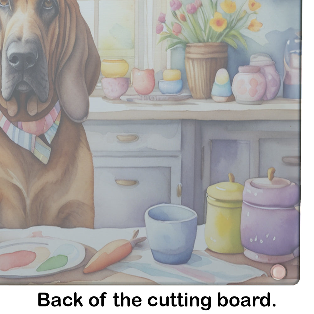 Decorating Easter Bloodhound Glass Cutting Board