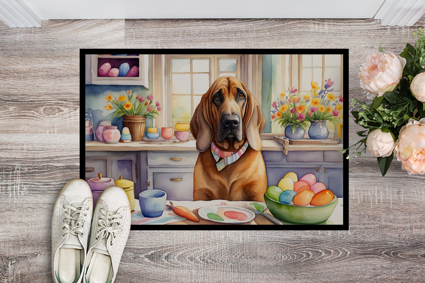 Decorating Easter Bloodhound Doormat