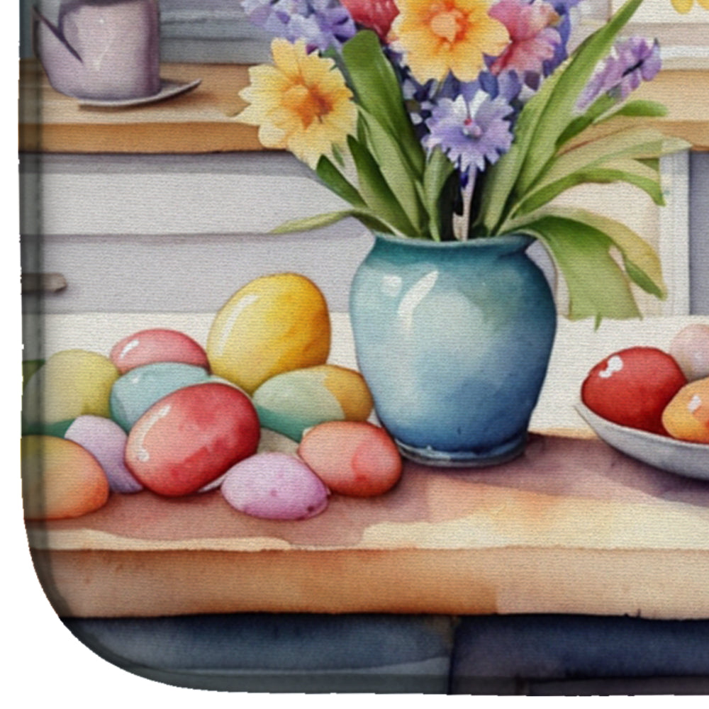 Decorating Easter Border Collie Dish Drying Mat