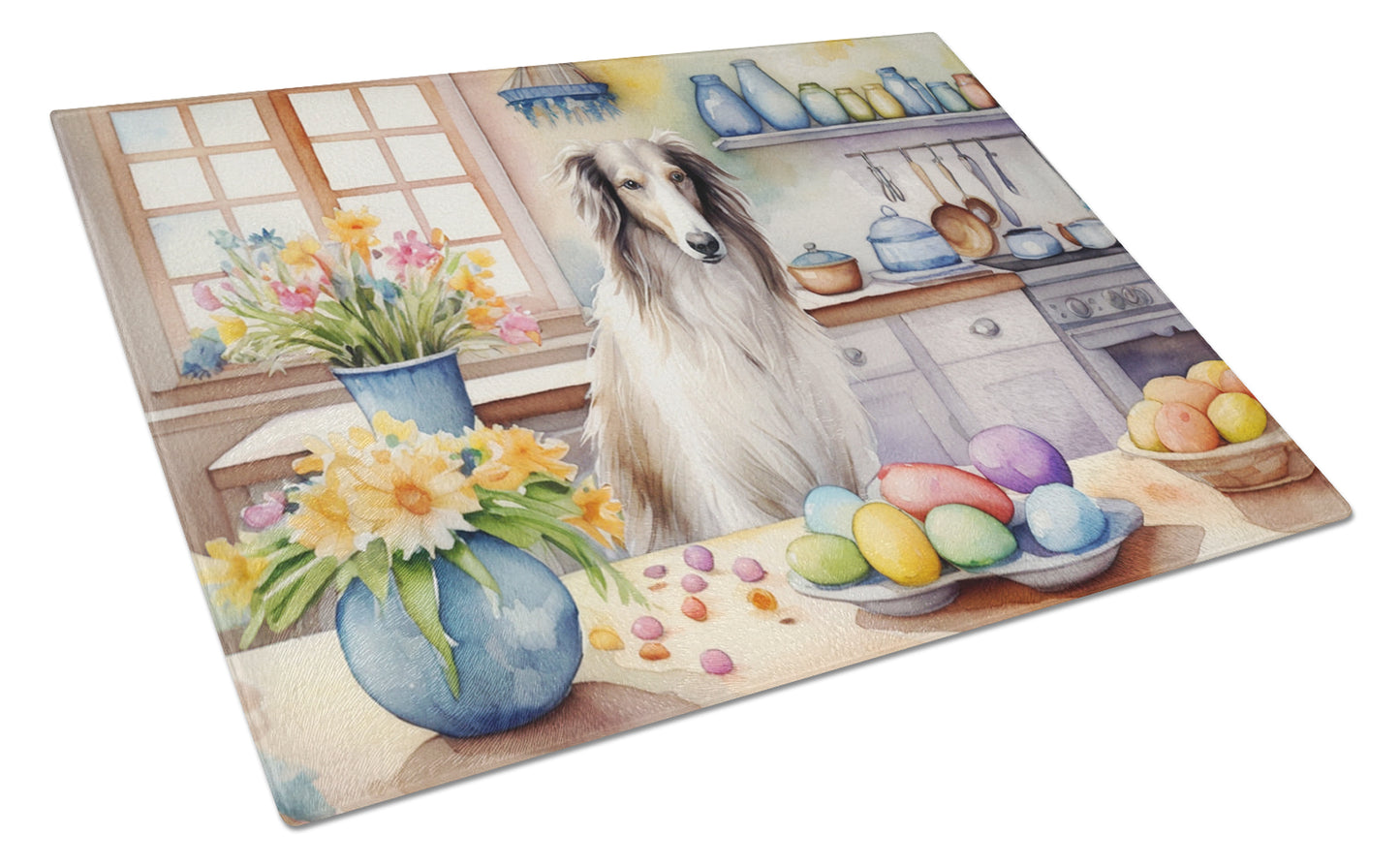 Buy this Decorating Easter Borzoi Glass Cutting Board