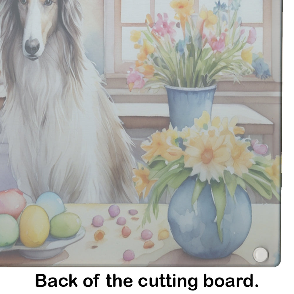 Decorating Easter Borzoi Glass Cutting Board