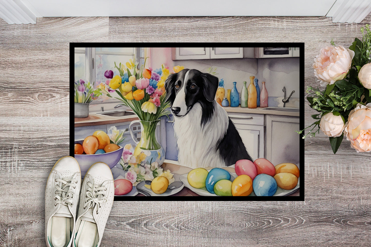 Decorating Easter Borzoi Doormat