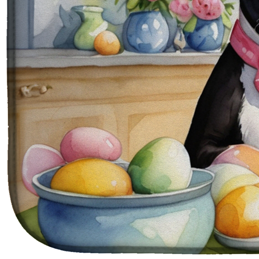 Decorating Easter Boston Terrier Dish Drying Mat