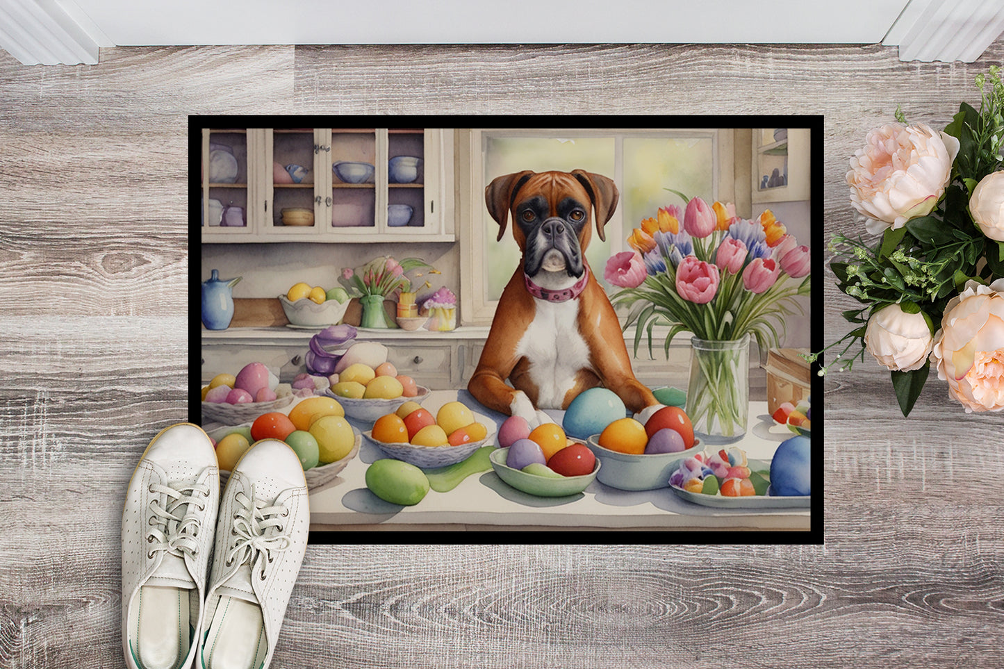 Decorating Easter Boxer Doormat