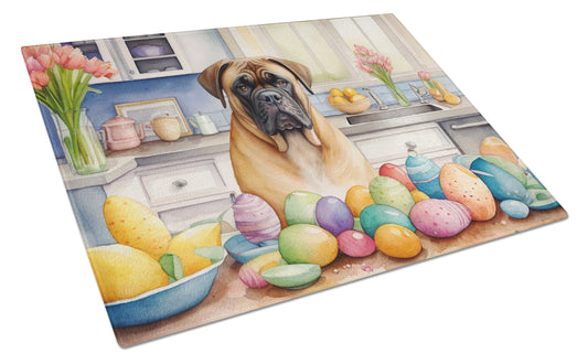 Buy this Decorating Easter Bullmastiff Glass Cutting Board